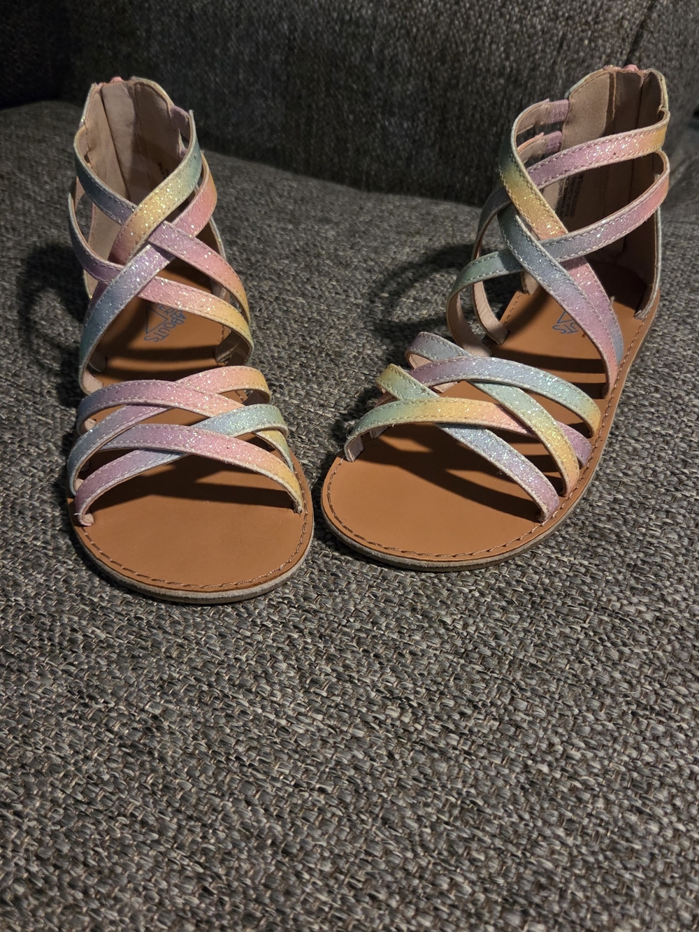 Girls' Glitter Rainbow Strappy Sandals - Multi